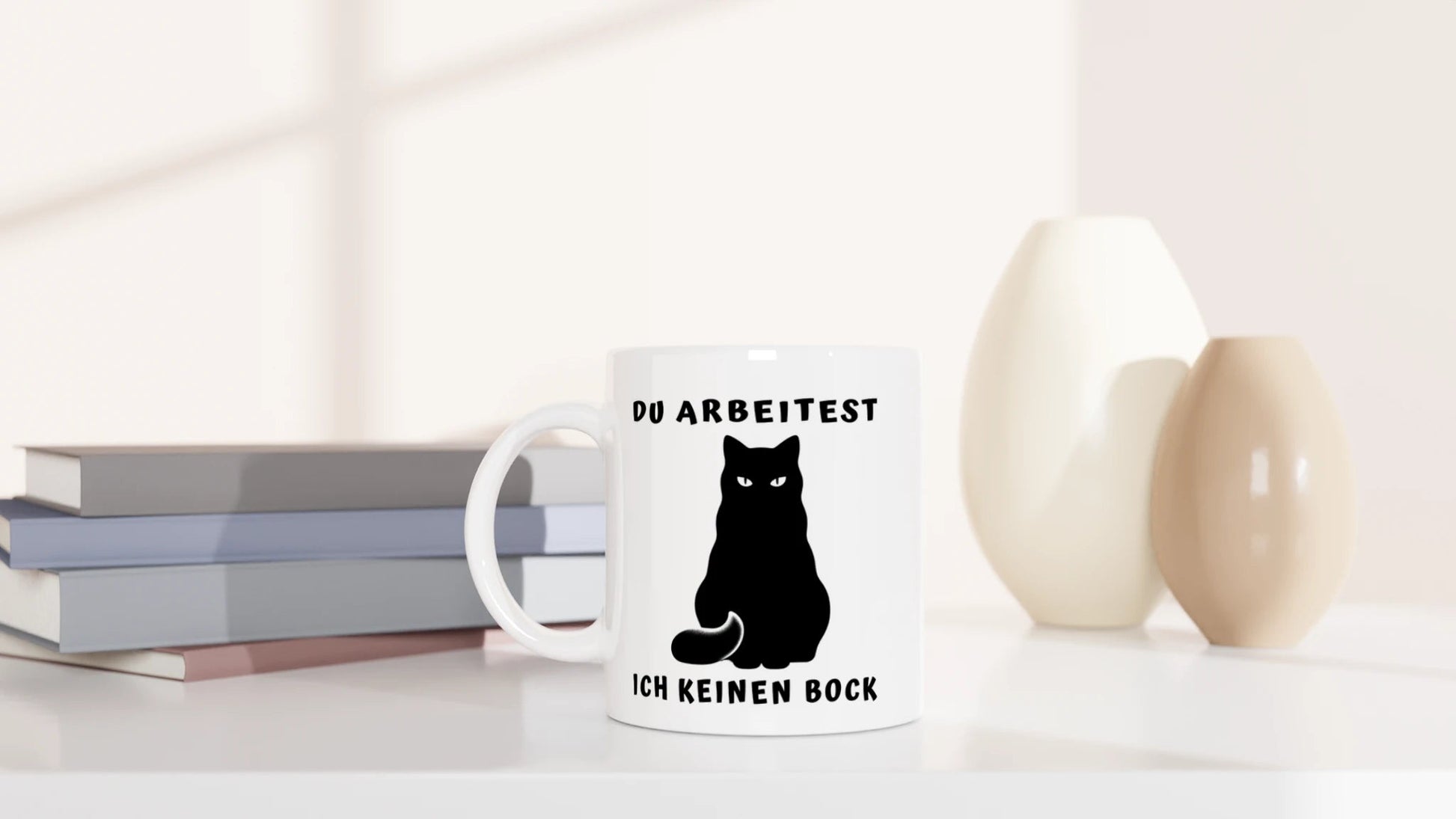 Tasse 325ml - Du Arbeitest - Ich keinen Bock - Katze