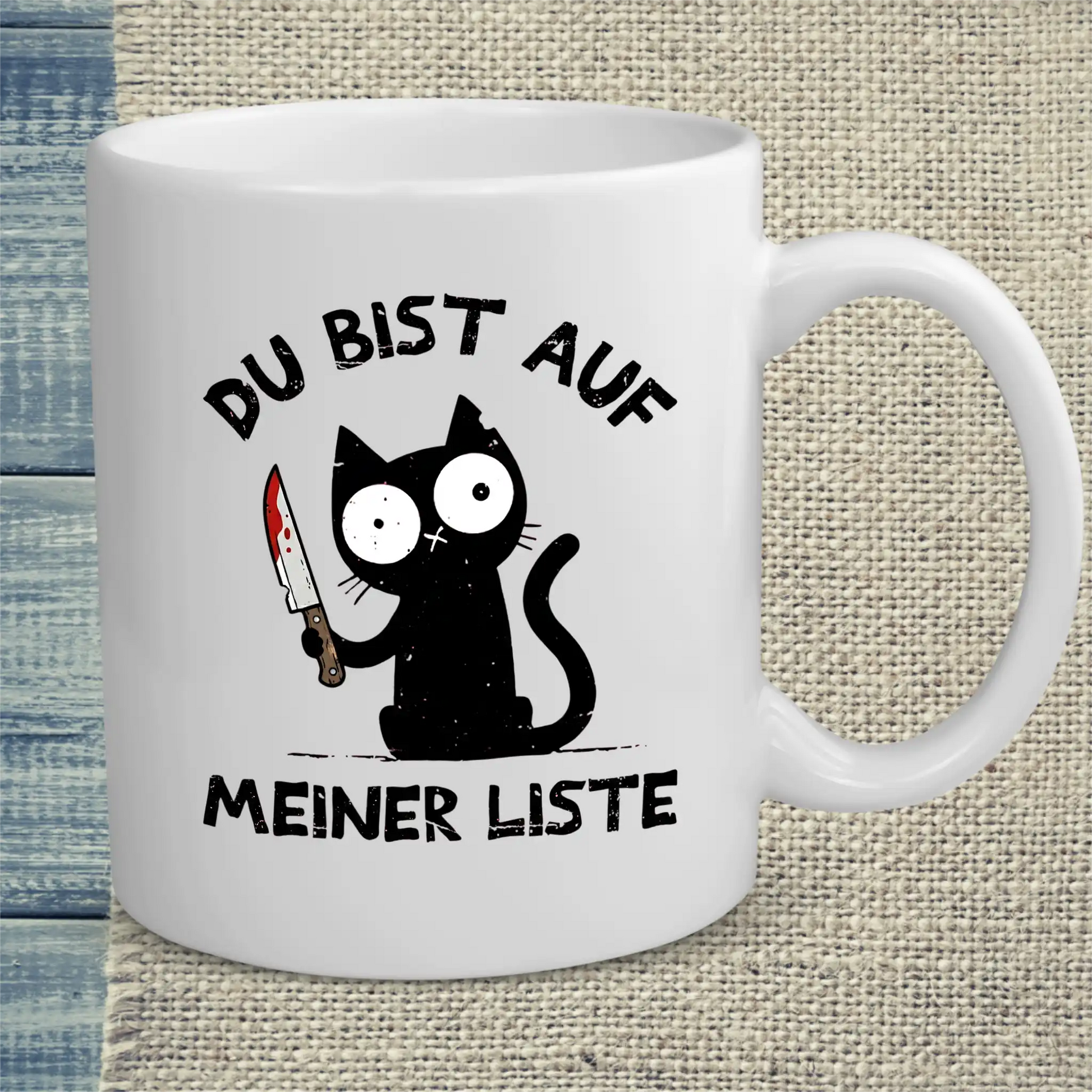 Tasse 325ml - Du bist auf meiner Liste - Katze
