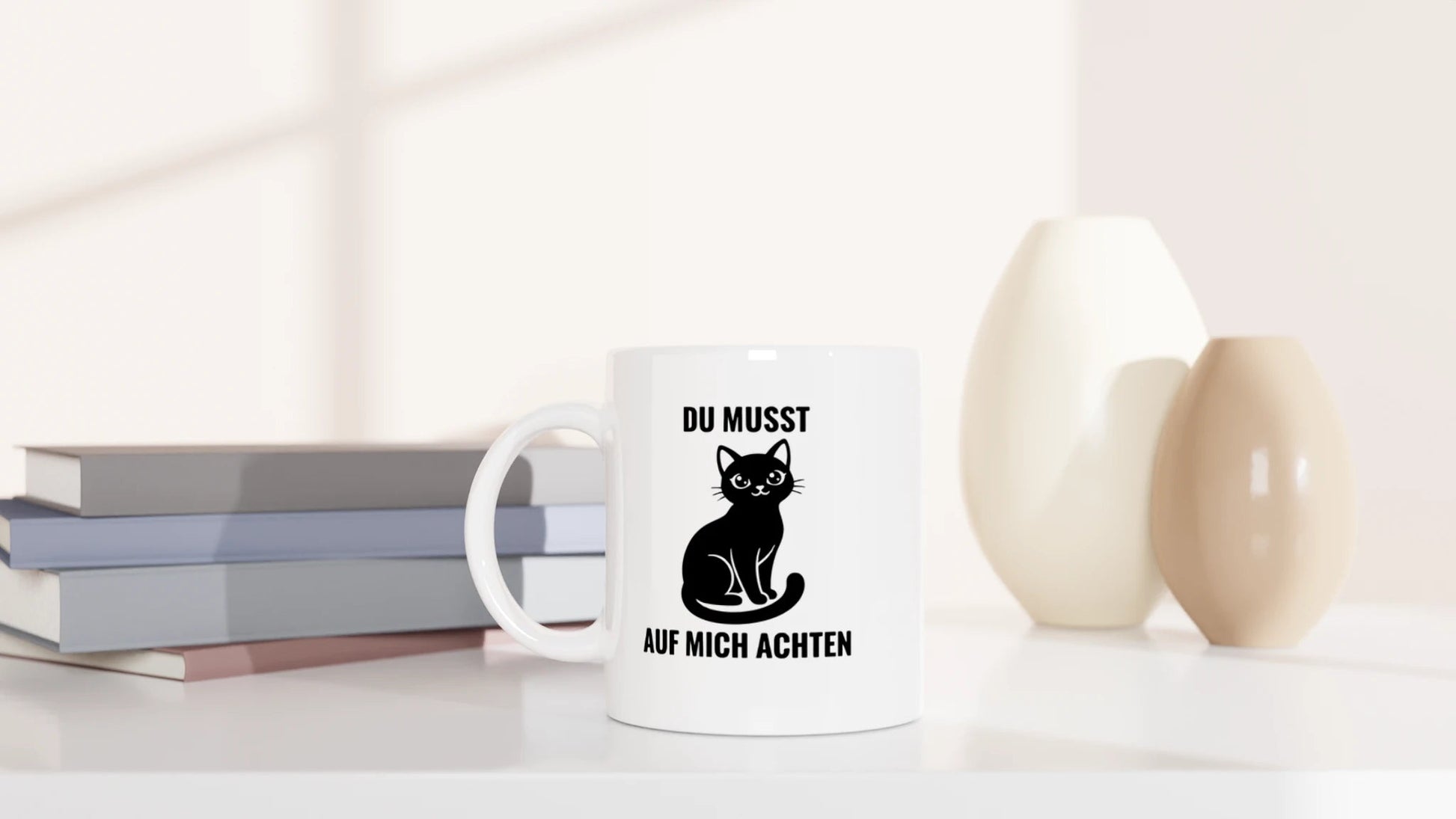 Tasse 325ml - Du musst auf mich achten - Katze