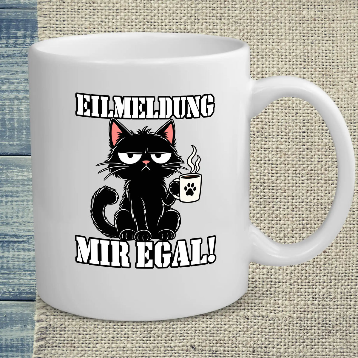 Tasse 325ml - Eilmeldung Mir egal - Katze & Kaffee