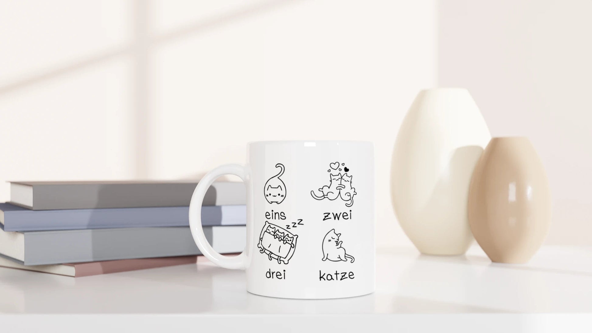 Tasse 325ml - eins zwei drei katze zzz - Katze