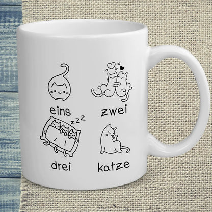 Tasse 325ml - eins zwei drei katze zzz - Katze