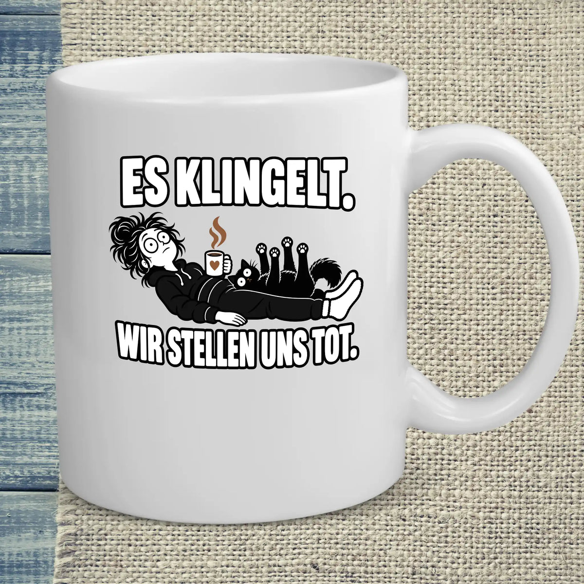 Tasse 325ml - Es klingelt - Katze & Kaffee, Halloween