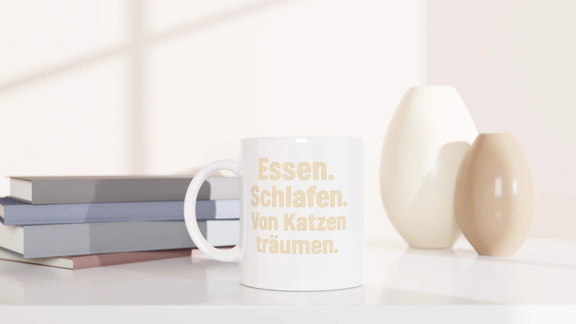 Tasse 325ml - Essen. Schlafen. Von Katzen träumen. - Katze