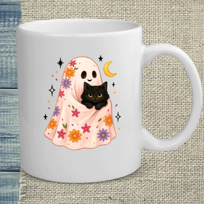 Tasse 325ml - Floral Ghost - Katze, Halloween