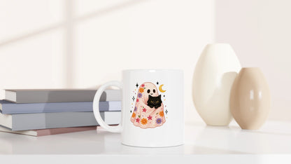Tasse 325ml - Floral Ghost - Katze, Halloween
