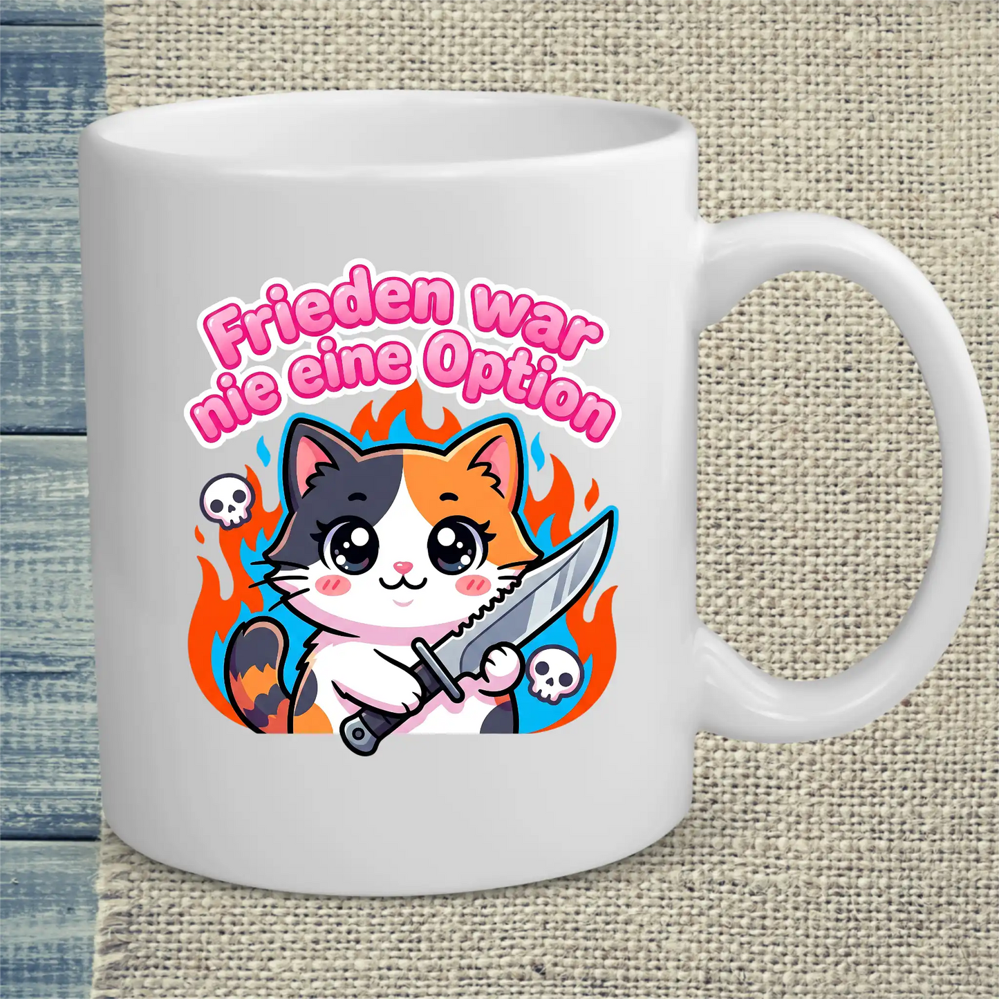 Tasse 325ml - Frieden war nie eine Option - Katze