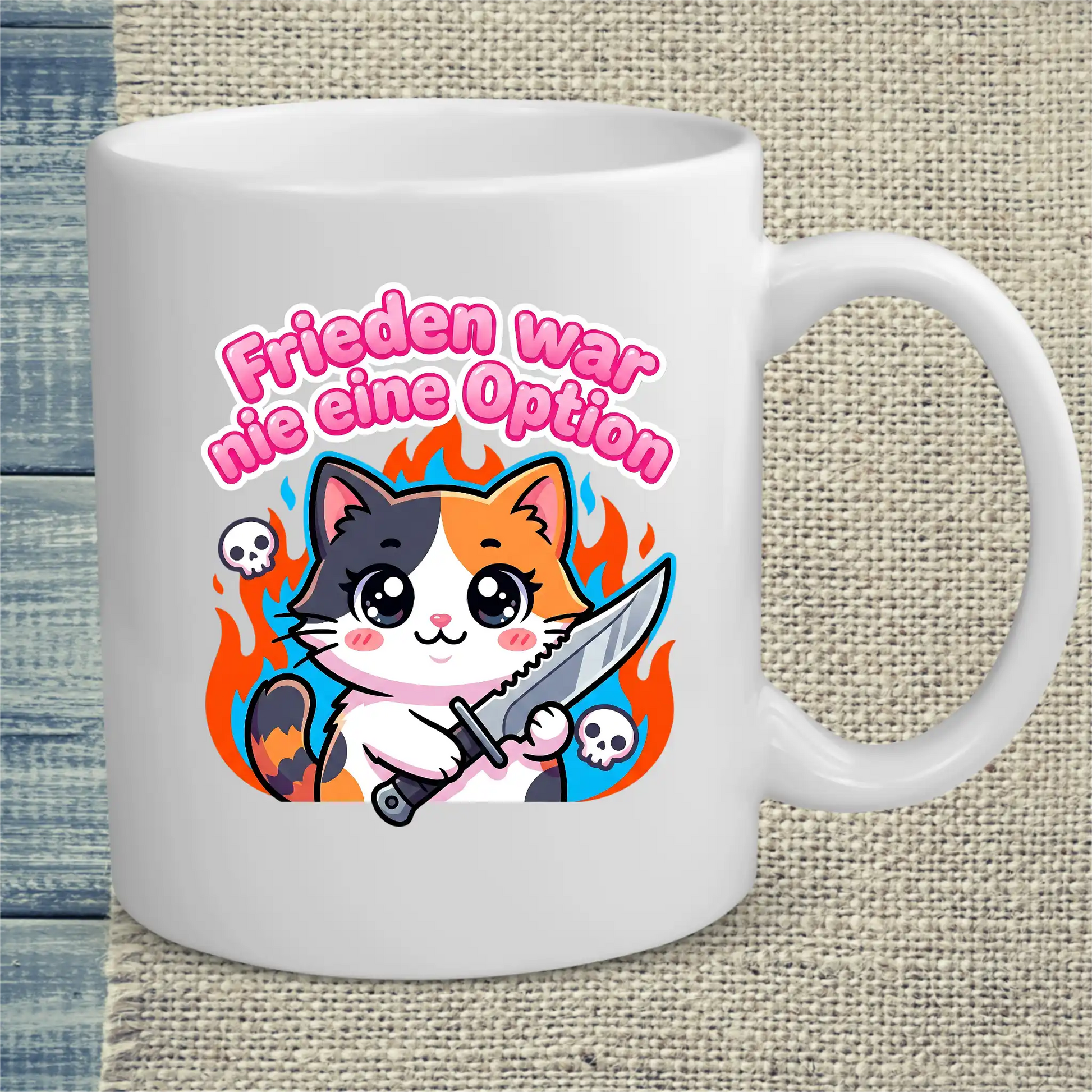 Tasse 325ml - Frieden war nie eine Option - Katze