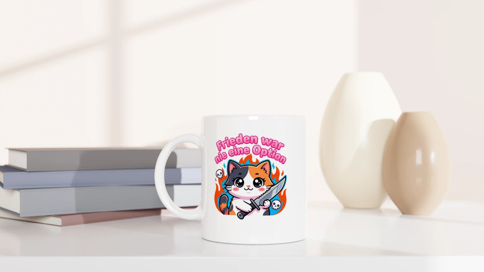 Tasse 325ml - Frieden war nie eine Option - Katze