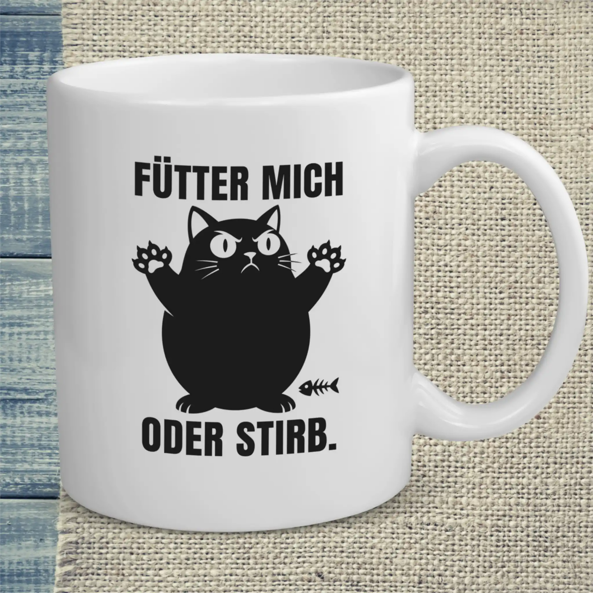 Tasse 325ml - Fütter mich oder stirb - Katze
