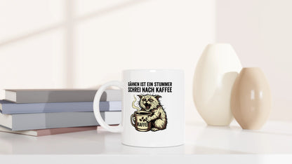Tasse 325ml - Gähnen ist ein stummer Schrei nach Kaffeee - Katze