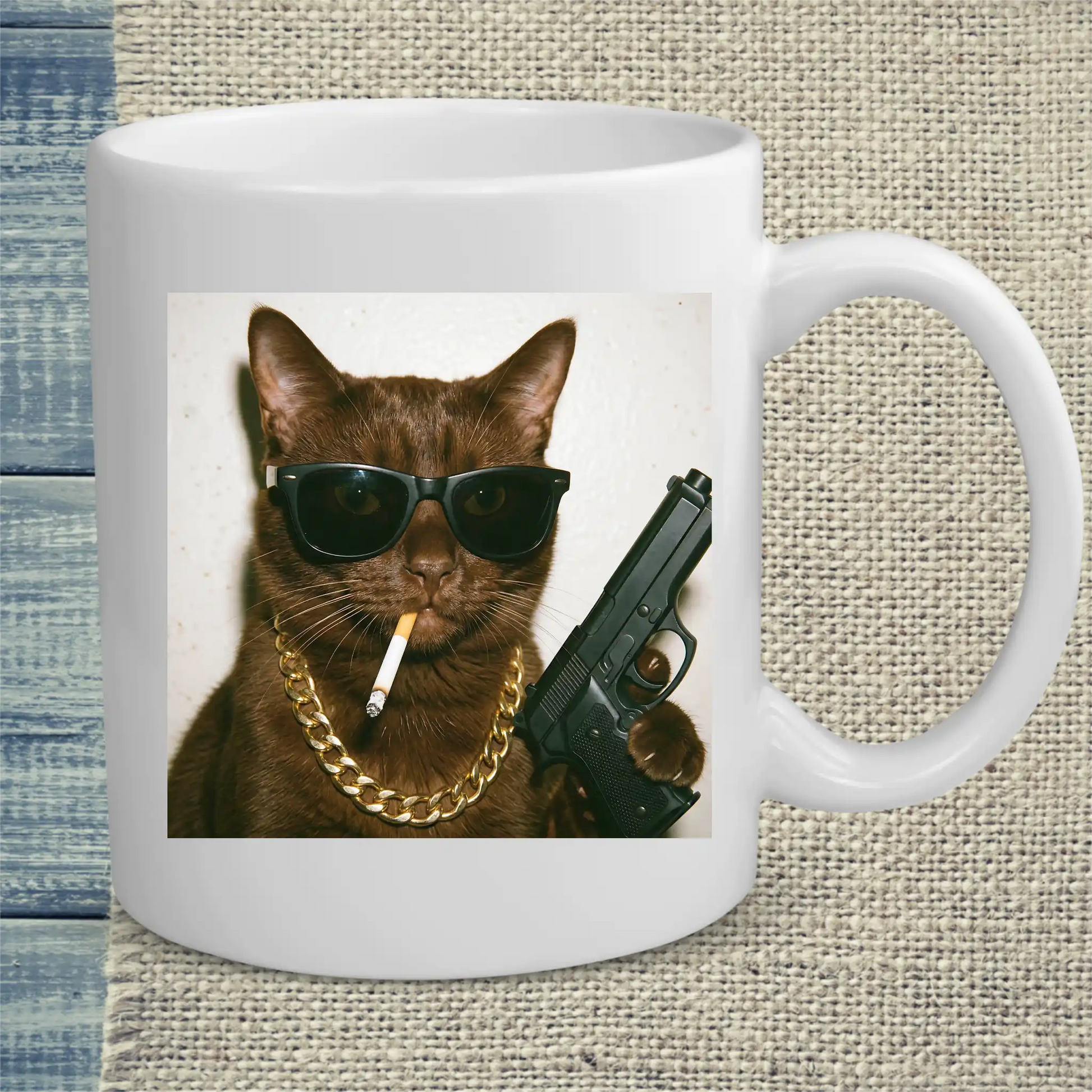 Tasse 325ml - Gangster Cat - Katze & Cat Guy