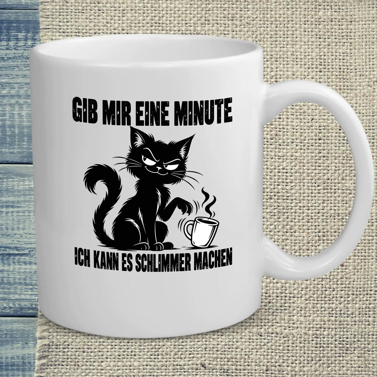 Tasse 325ml - Gib mir eine Minute - Katze & Kaffee