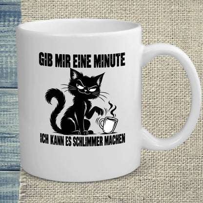 Tasse 325ml - Gib mir eine Minute - Katze & Kaffee