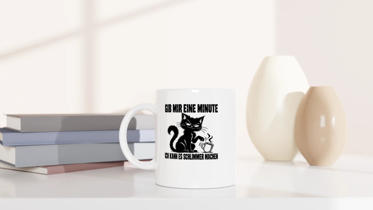 Tasse 325ml - Gib mir eine Minute - Katze & Kaffee