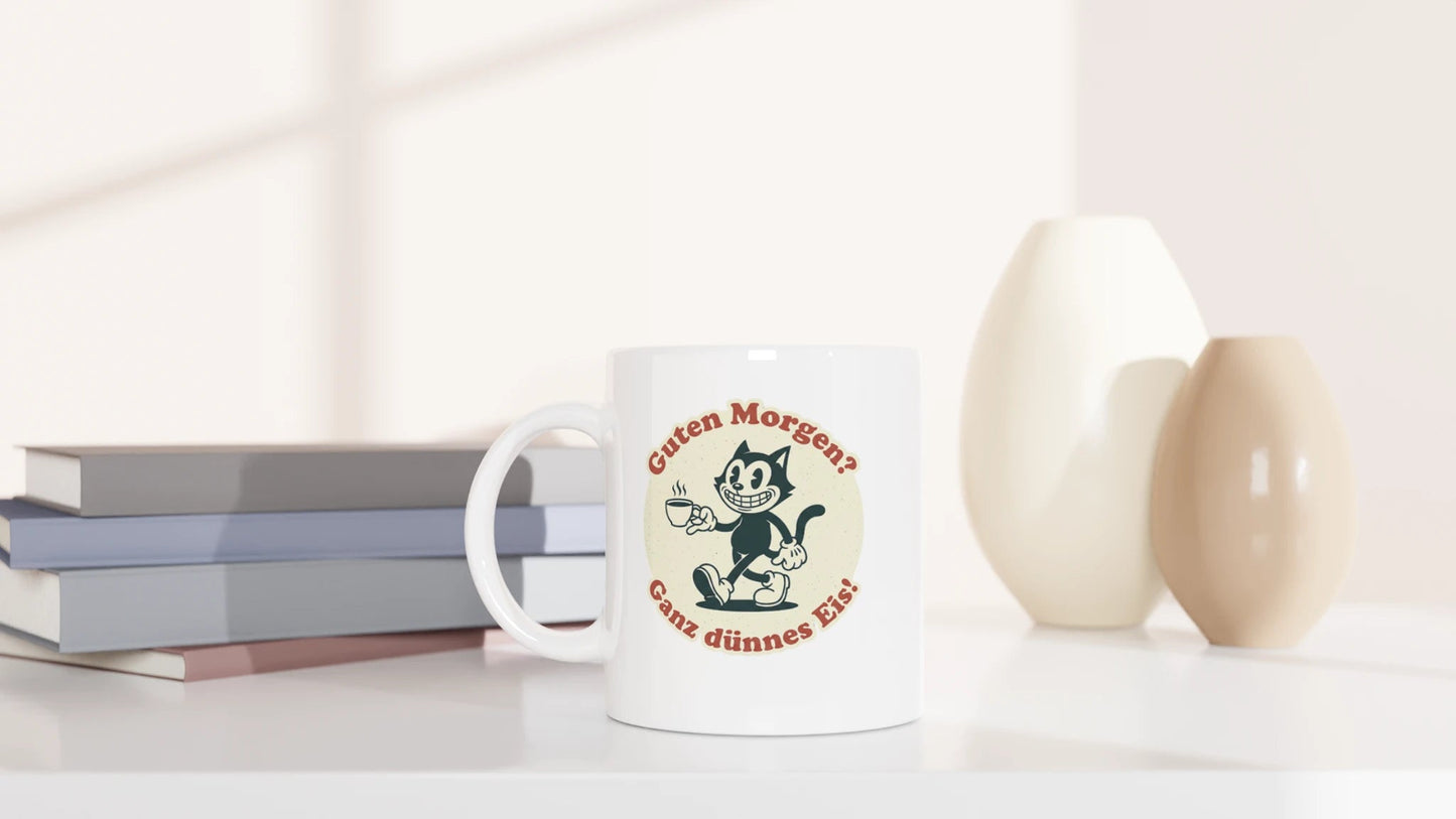 Tasse 325ml - Guten Morgen? Ganz dünnes Eis! Streetware - Katze, Kaffee