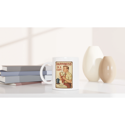 Tasse 325ml - Happiness in a Cup - Kaffee, Retro