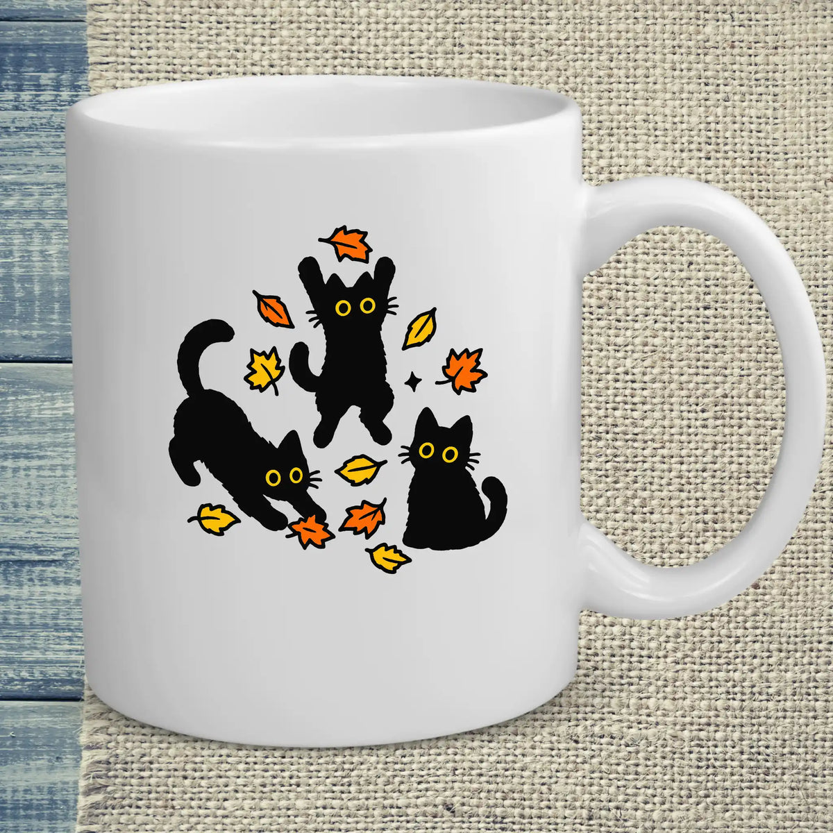 Tasse 325ml - Herbstlaub - Katze