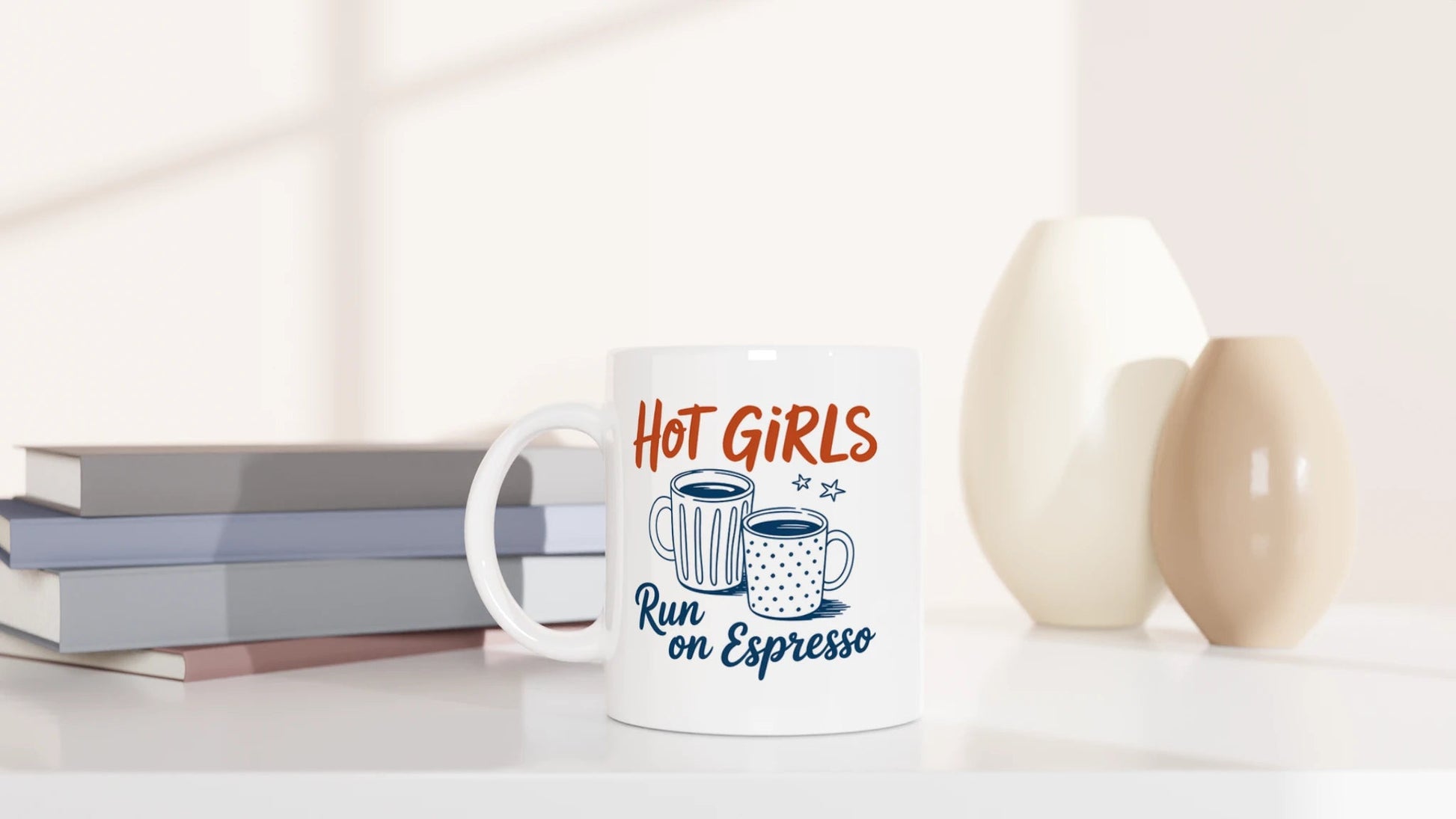 Tasse 325ml - Hot Girls Run on Expresso - Katze & Kaffee, Cat Lady