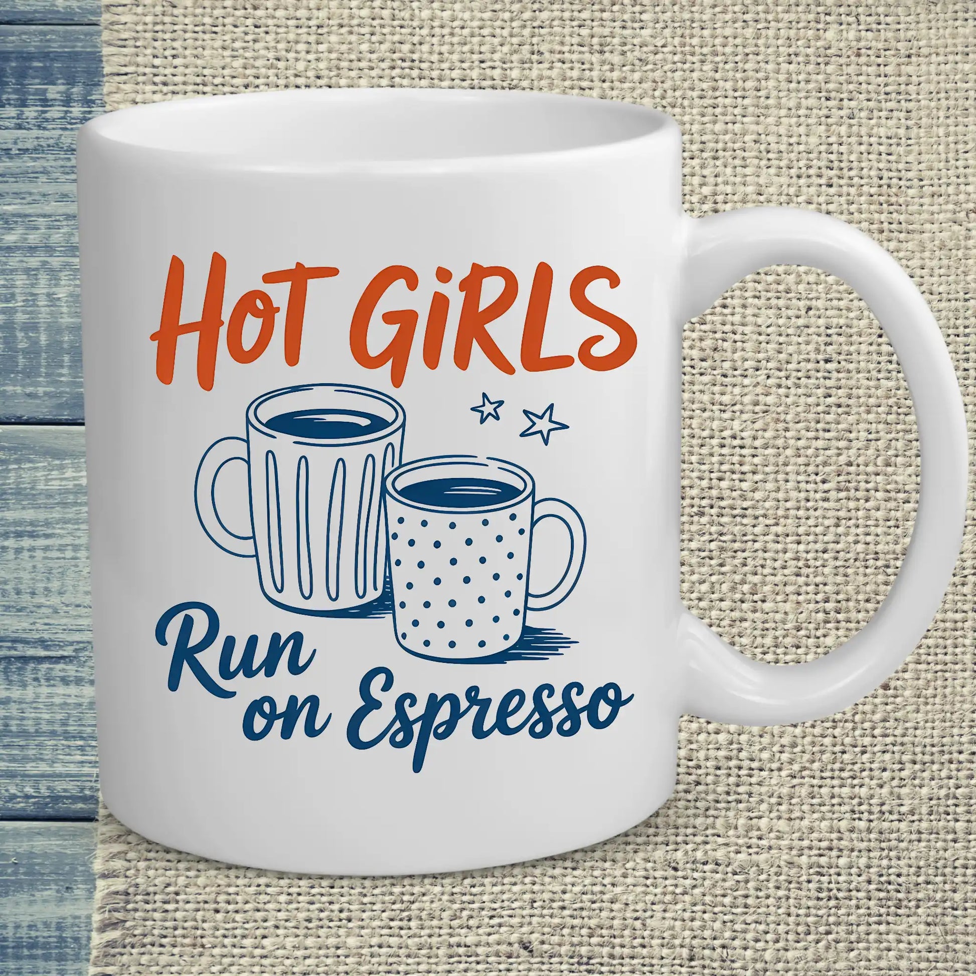 Tasse 325ml - Hot Girls Run on Expresso - Katze & Kaffee, Cat Lady