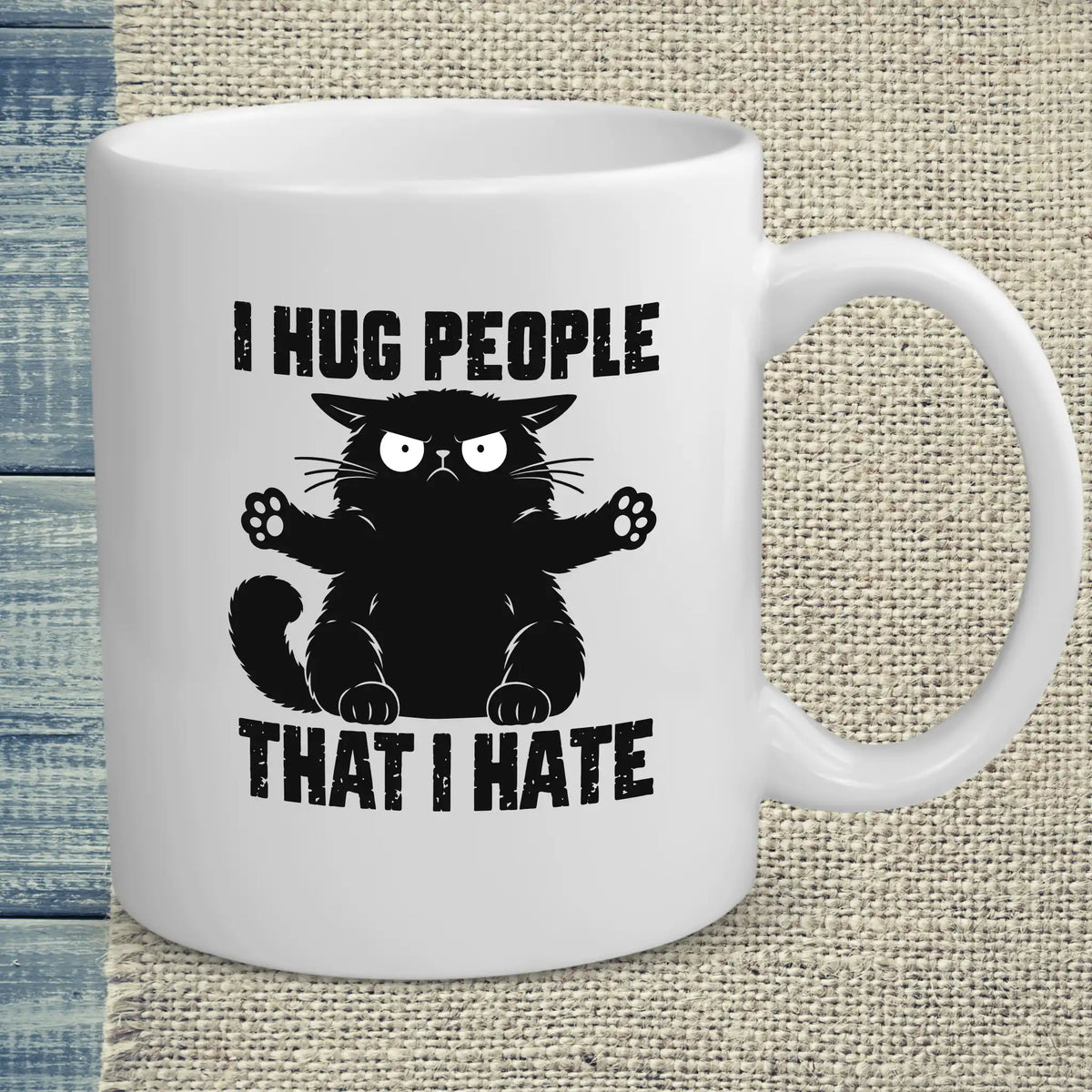 Tasse 325ml - I Hug People That I Hate - Back - Katze, Back