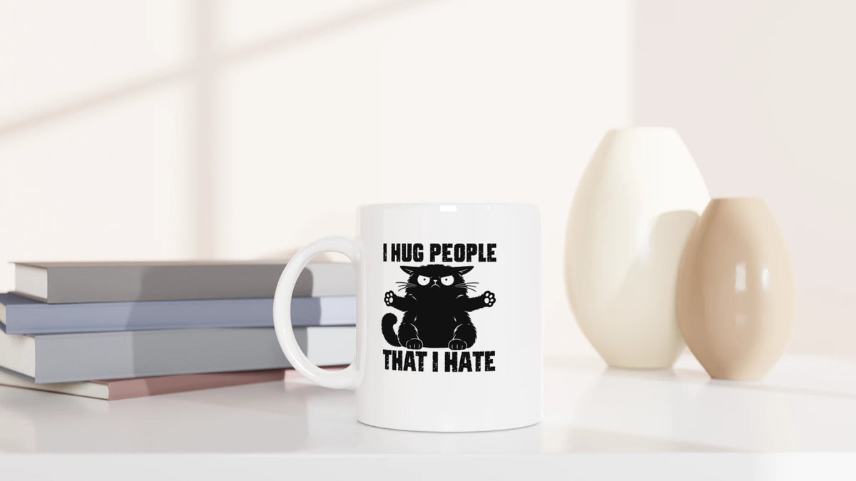 Tasse 325ml - I Hug People That I Hate - Back - Katze, Back