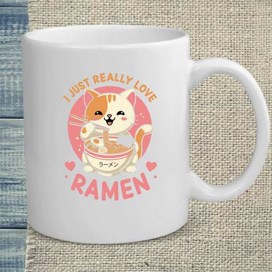 Tasse 325ml - I Just Really Love Ramen - Katze, Ramen