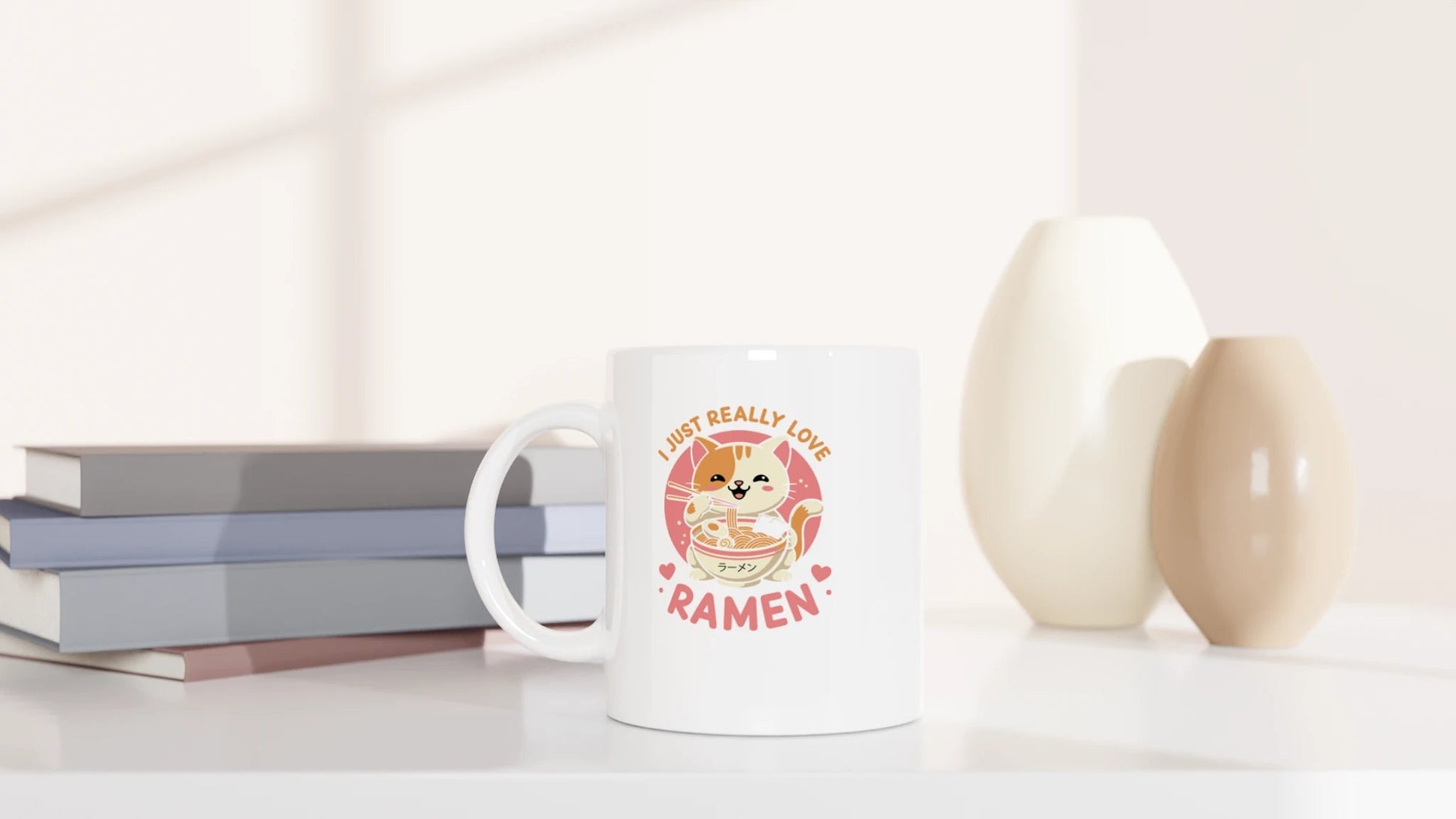 Tasse 325ml - I Just Really Love Ramen - Katze, Ramen