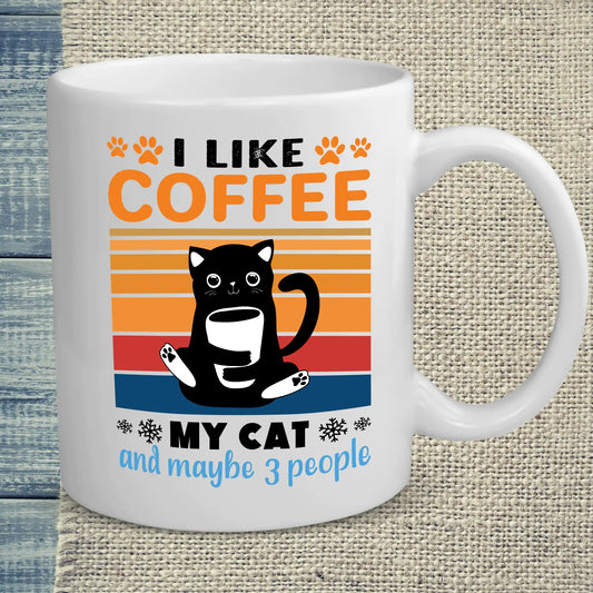 Tasse 325ml - I like Coffee my Cat and maybe 3 People - Katze & Kaffee