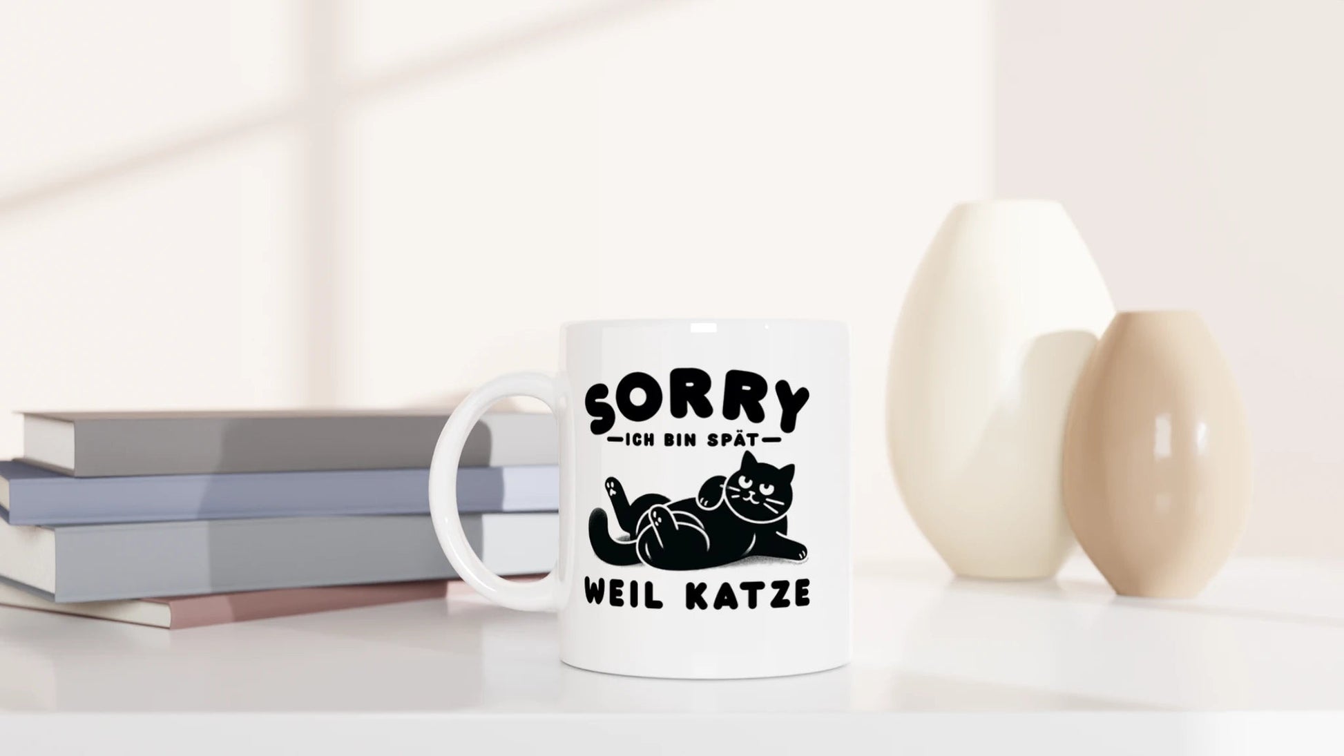 Tasse 325ml - Ich bin spät - Weil Katze - Katze