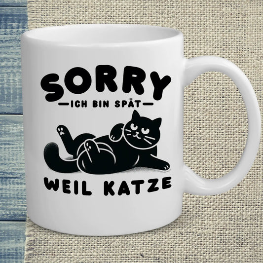 Tasse 325ml - Ich bin spät - Weil Katze - Katze
