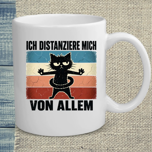 Tasse 325ml - Ich distanziere mich von allem - Katze