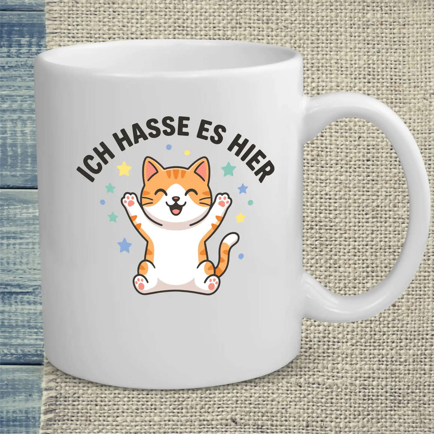 Tasse 325ml - Ich hasse es hier - Katze, Orange