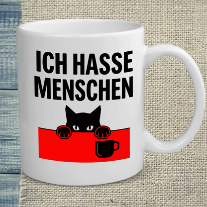 Tasse 325ml - Ich hasse Menschen - Katze & Kaffee