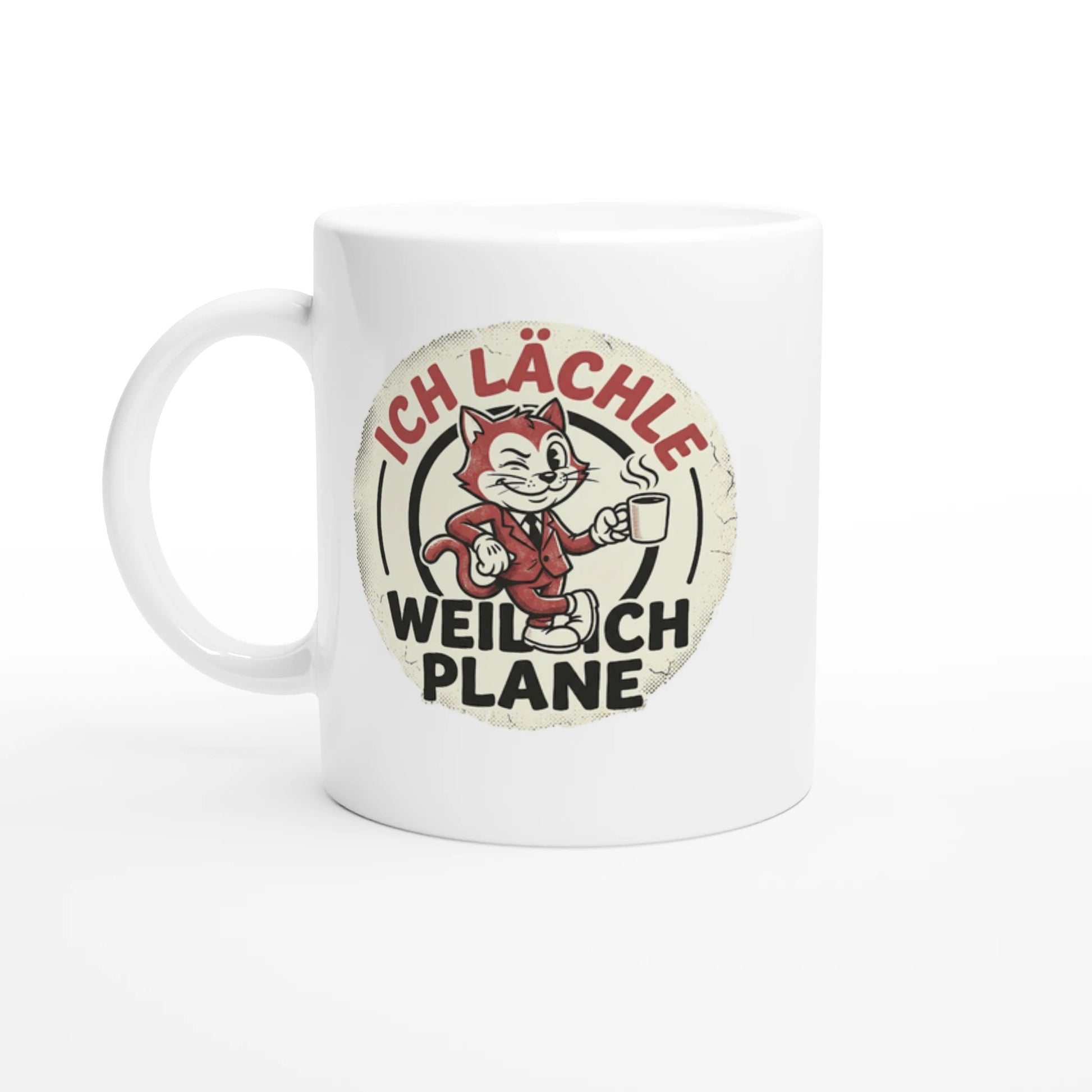 Tasse 325ml - Ich lächle, weil ich plane - Katze & Kaffee, Cat Guy