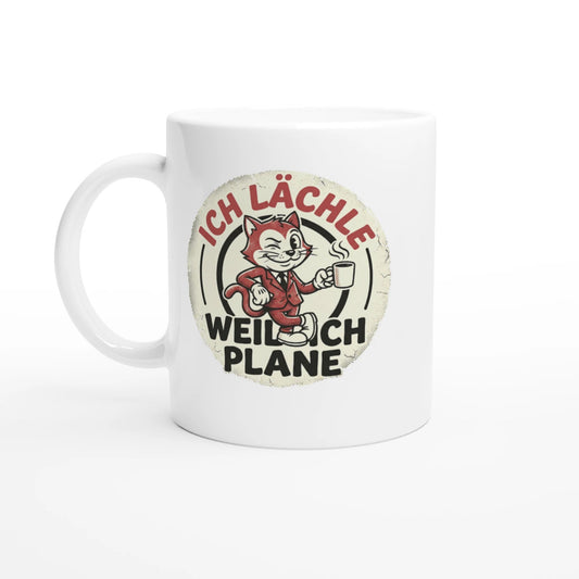 Tasse 325ml - Ich lächle, weil ich plane - Katze & Kaffee, Cat Guy