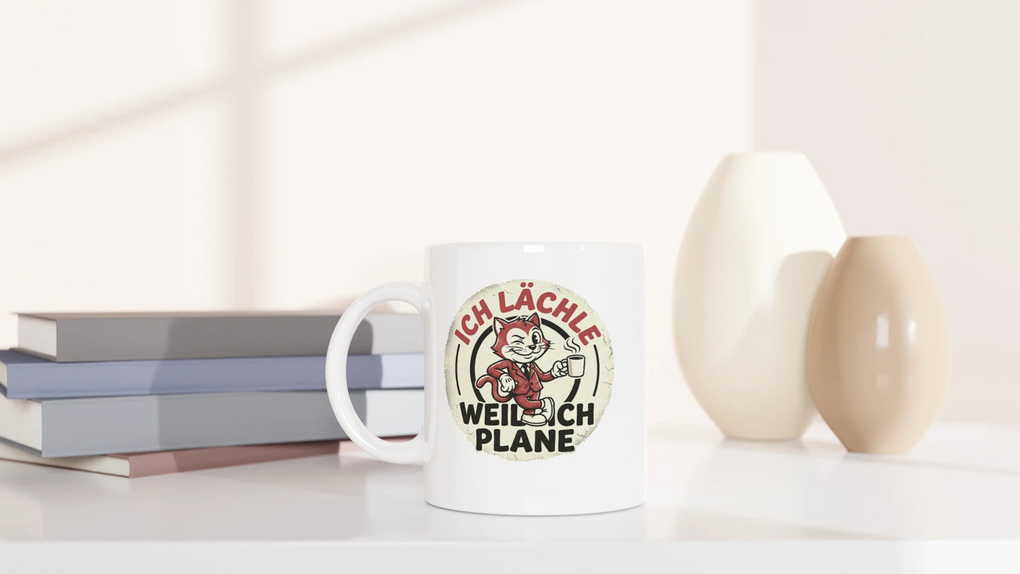 Tasse 325ml - Ich lächle, weil ich plane - Katze & Kaffee, Cat Guy