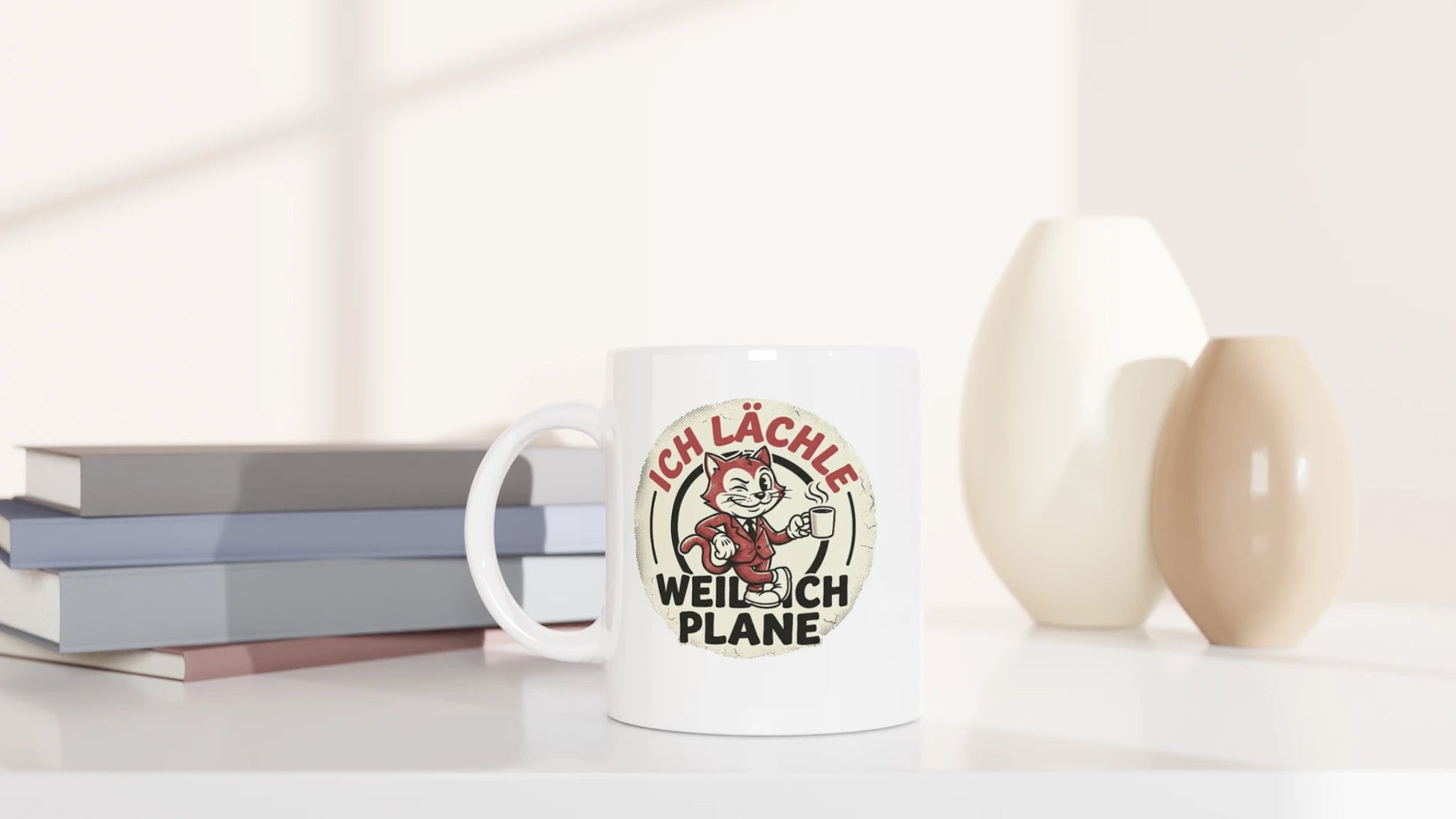 Tasse 325ml - Ich lächle, weil ich plane - Katze & Kaffee, Cat Guy