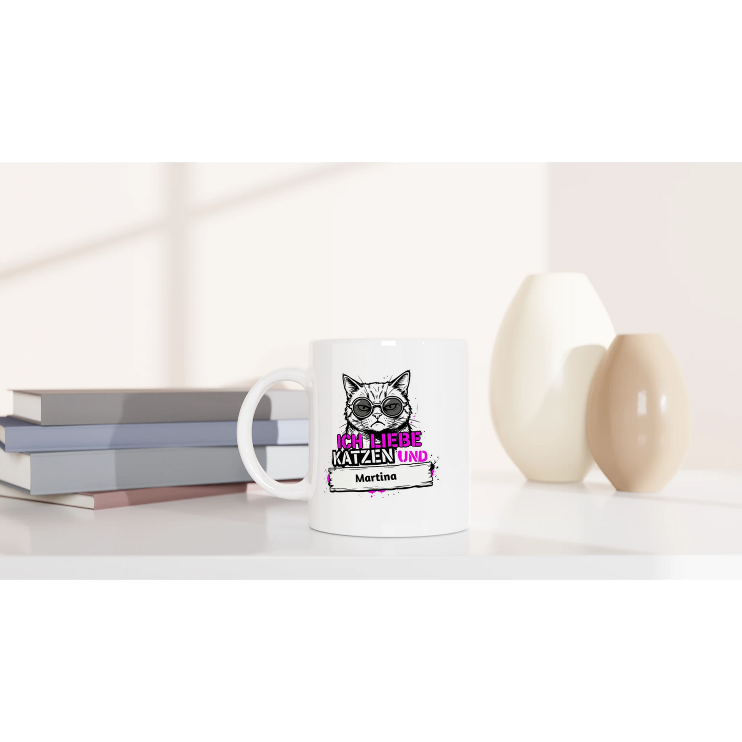 Tasse 325ml - Ich liebe Katzen und - Katze, Personalisiert