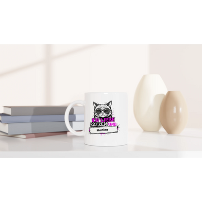 Tasse 325ml - Ich liebe Katzen und - Katze, Personalisiert