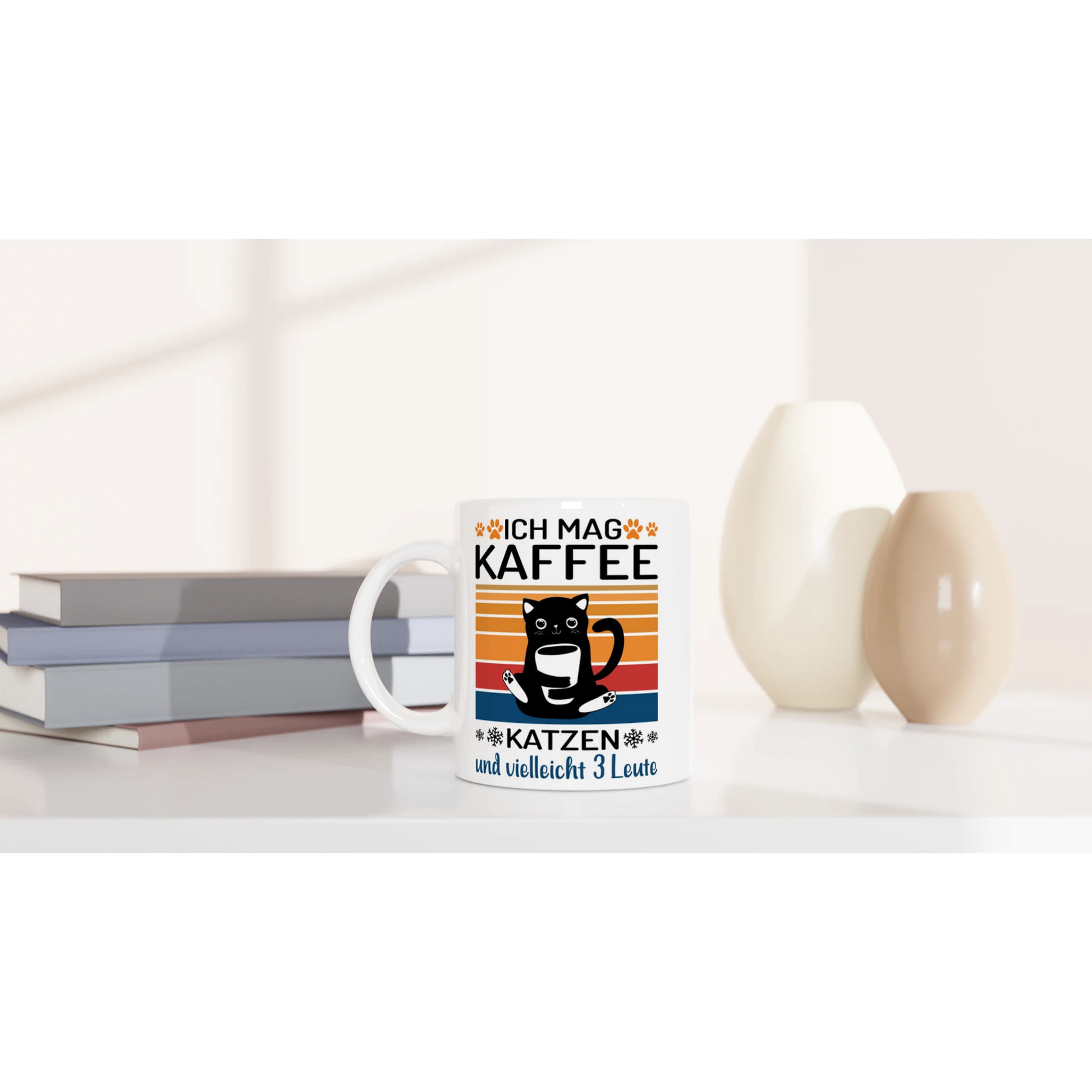 Tasse 325ml - Ich mag Kaffe und 3 Leute - Katze & Kaffee