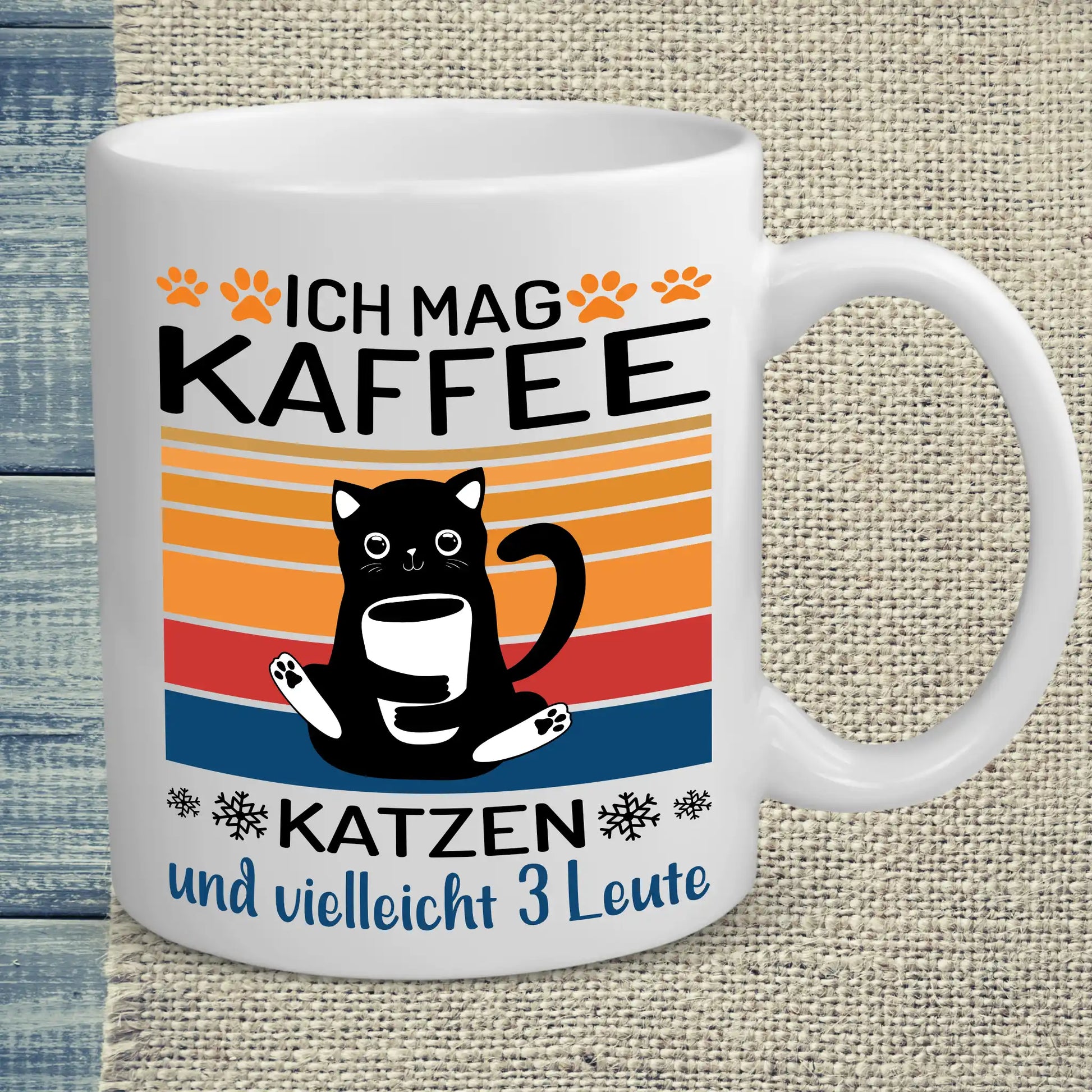 Tasse 325ml - Ich mag Kaffe und 3 Leute - Katze & Kaffee