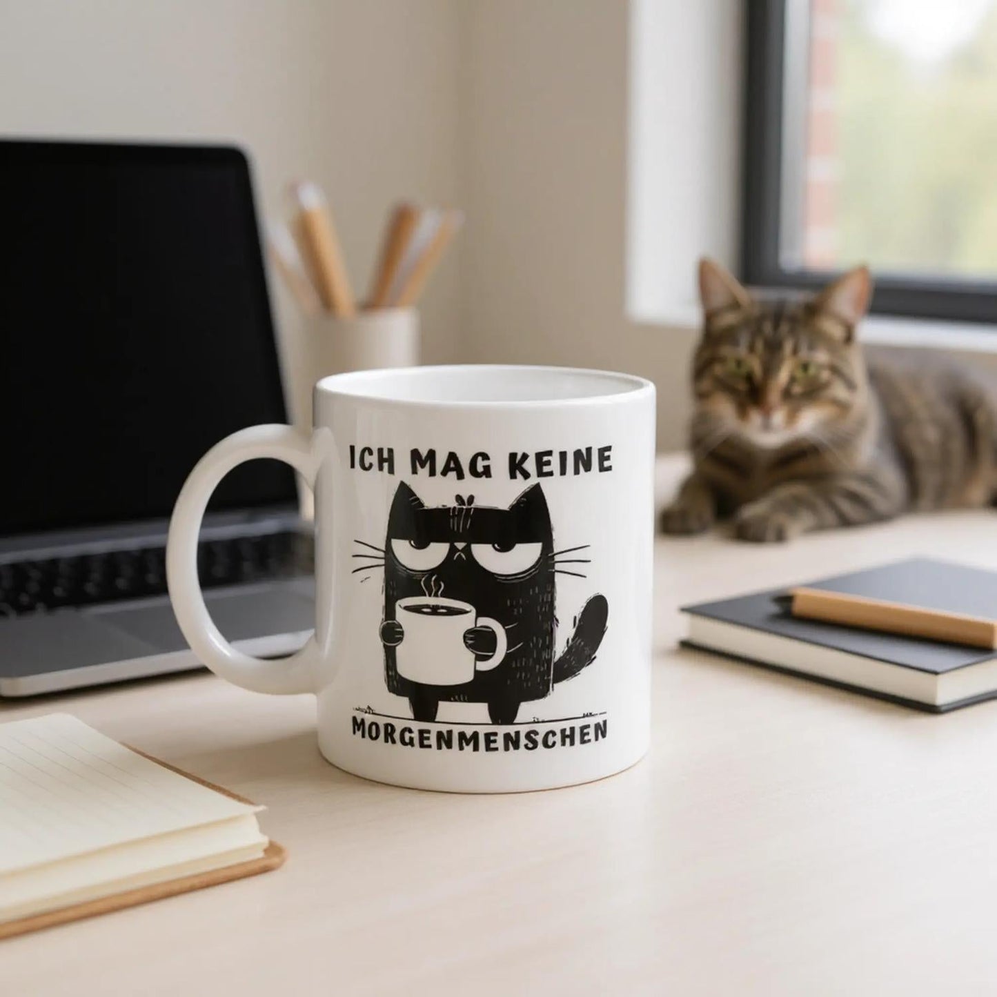 Tasse 325ml - Ich mag keine Morgenmenschen - Katze & Kaffee