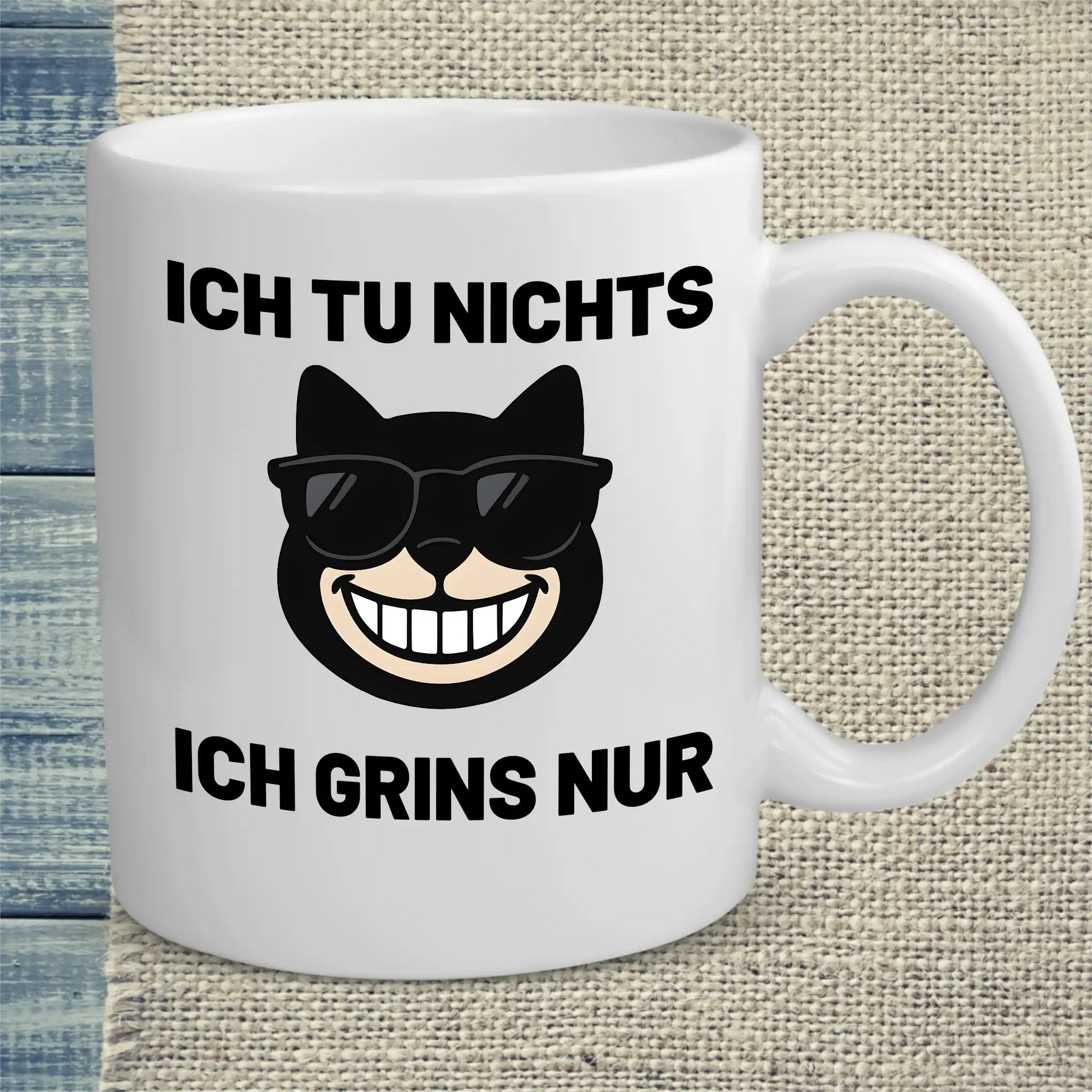 Tasse 325ml - Ich tu nichts, ich grinse nur - Katze, Cat Guy