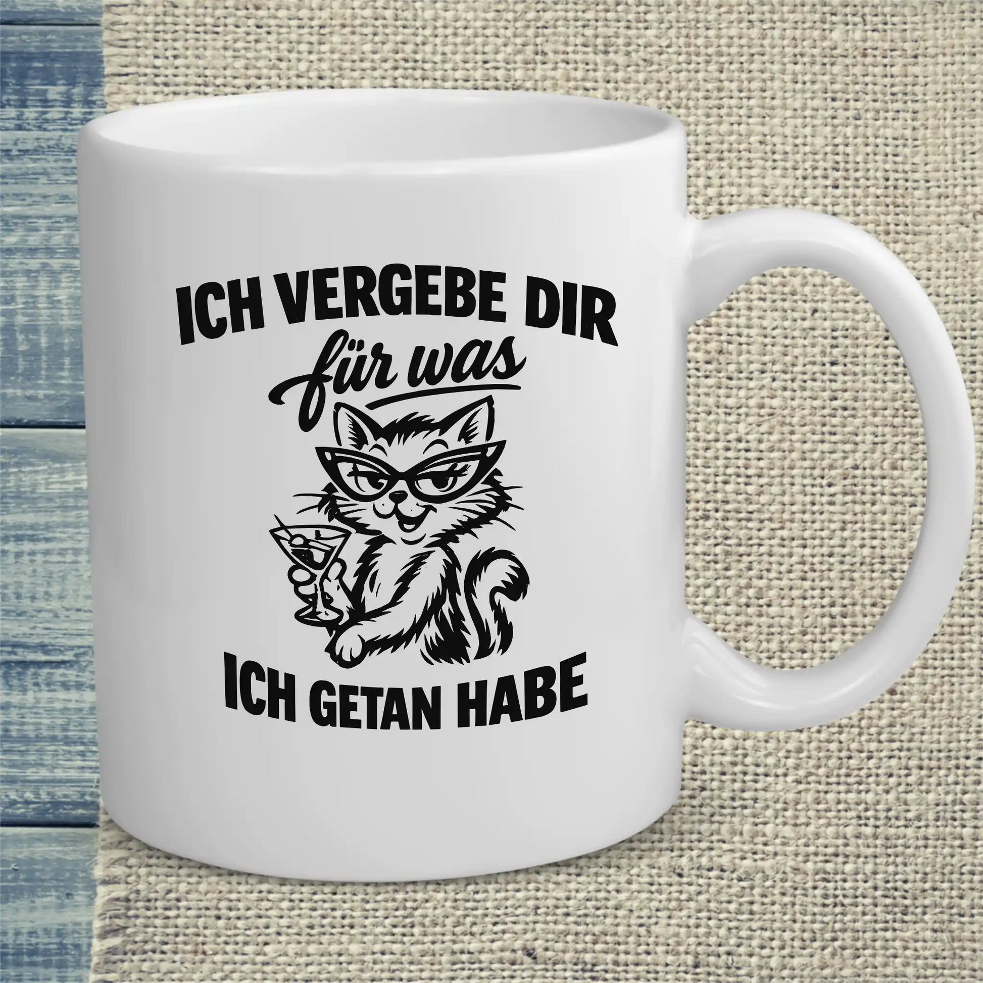 Tasse 325ml - Ich vergebe dir - Katze