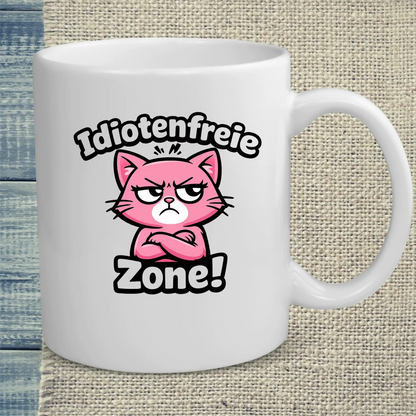 Tasse 325ml - Idiotenfreie Zone! - Katze