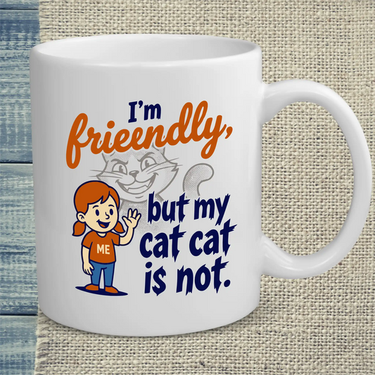 Tasse 325ml - I'm friendly, but my cat ist not - Katze