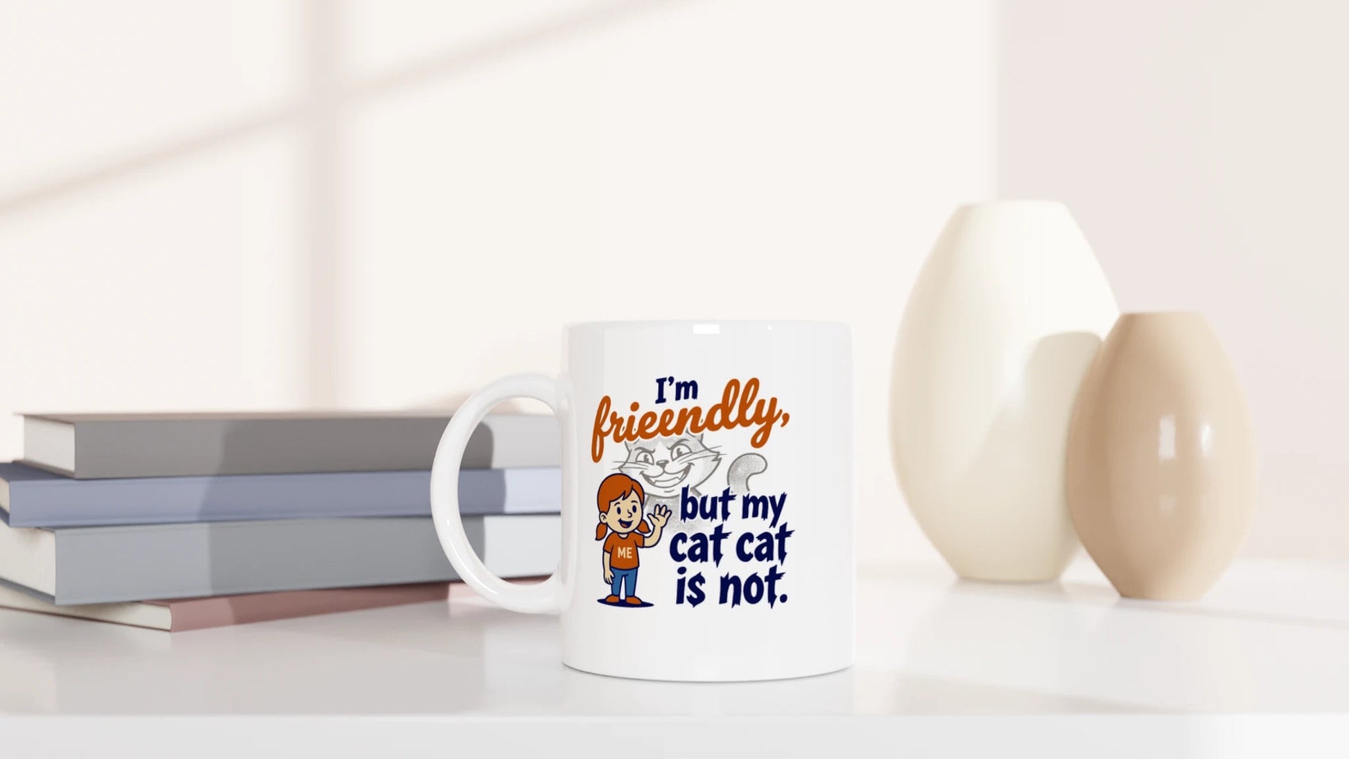 Tasse 325ml - I'm friendly, but my cat ist not - Katze