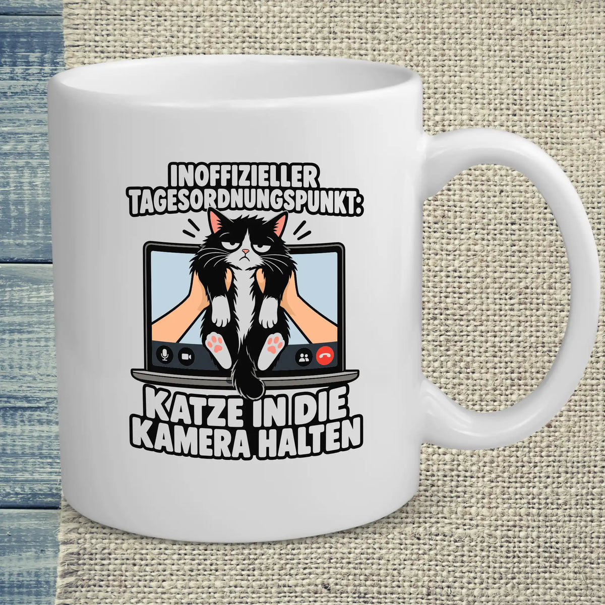 Tasse 325ml - In die Kamera halten - Katze