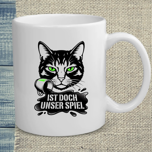 Tasse 325ml - Ist doch unser spiel - Katze & Kaffee, Black Edition
